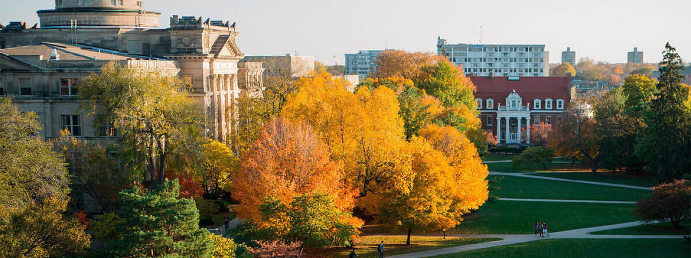 Iowa State University campus aerial view.